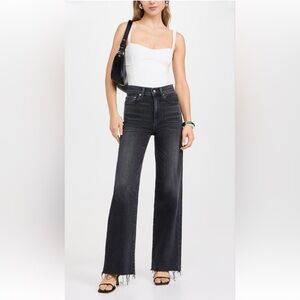 LE JEAN Column Trouser Jeans High-Waist Wide-Leg Faded Black Jeans Size 24